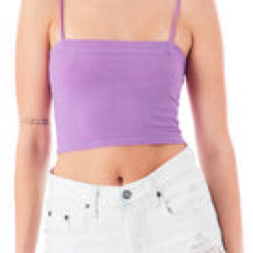 LF Stores Emma & Sam Square Neck Crop Tank in Lilac | Sz: Small